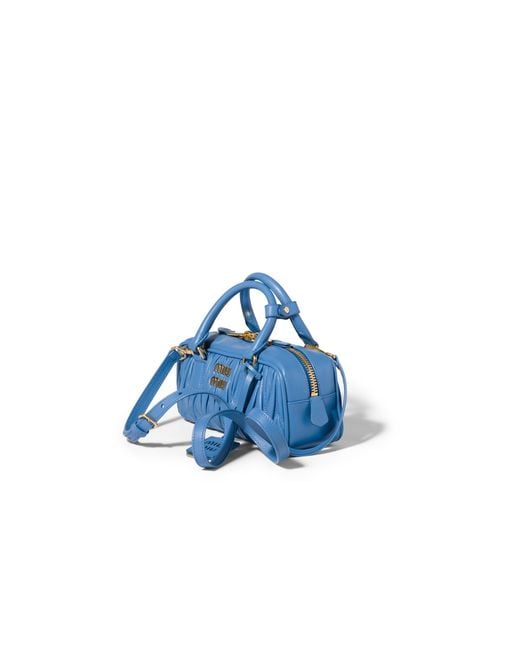 Miu Miu Blue Arcadie Matelassé Nappa Leather Bag