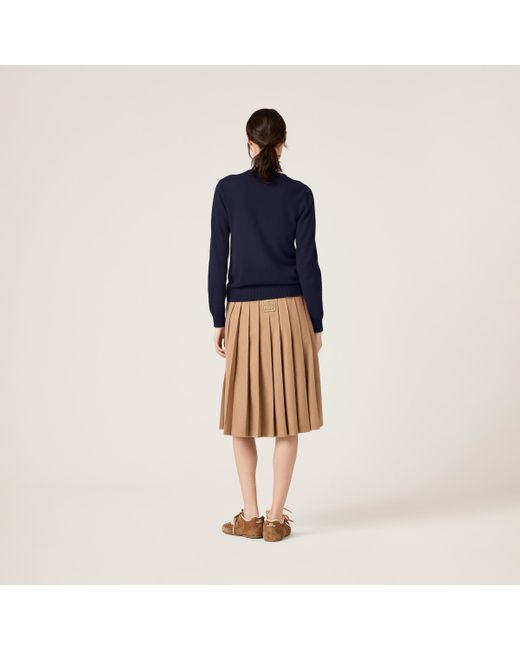 Miu Miu Natural Pleated Camel Hair Skirt