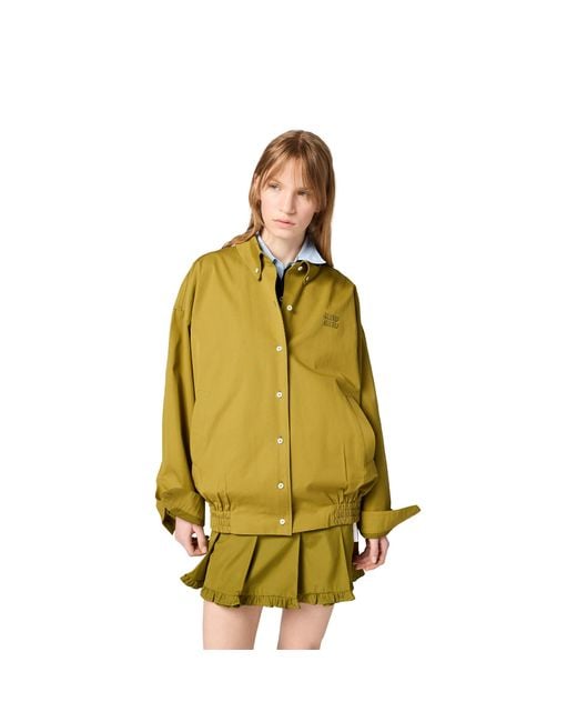 Miu Miu Yellow Poplin Blouson Jacket
