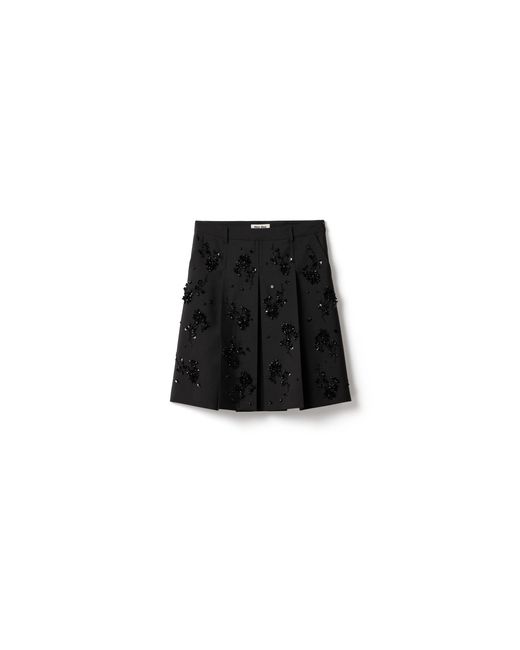 Miu Miu Black Embroidered Kid Mohair Skirt
