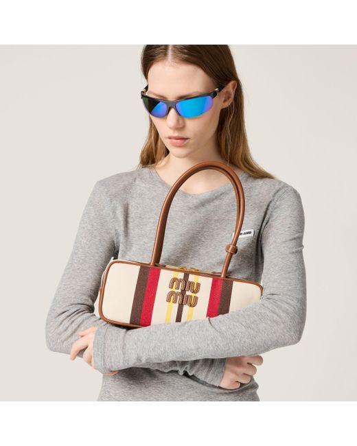 Miu Miu Pink Beau Canvas And Leather Bag