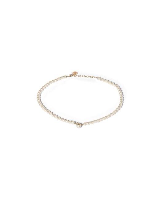 Miu Miu Metallic Metal And Pearl Necklace