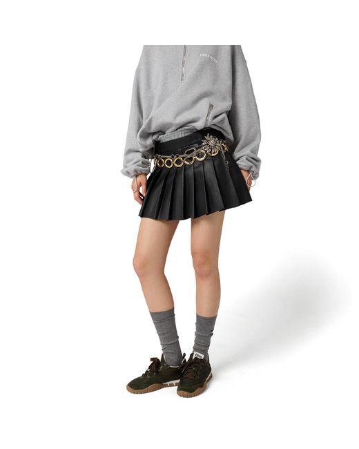 Miu Miu Black Nappa Leather Skirt