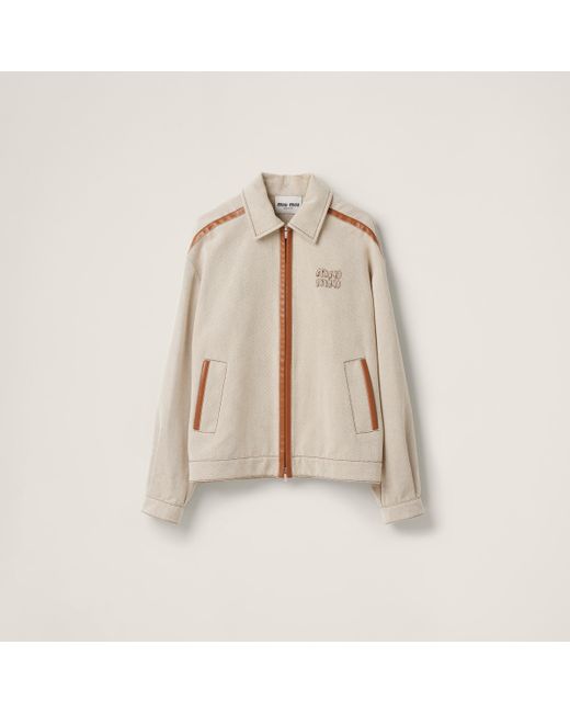 Miu Miu Natural Jacquard Canvas Blouson Jacket