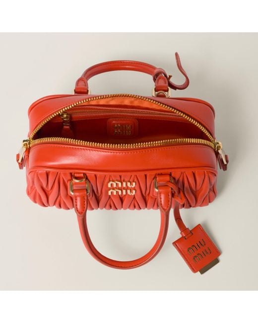 Miu Miu Red Arcadie Matelassé Nappa Leather Bag