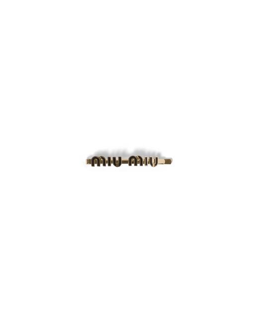 Miu Miu Black Enameled Metal Hair Clip