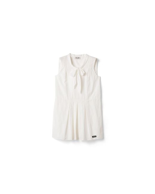 Miu Miu White Slubbed Poplin Dress