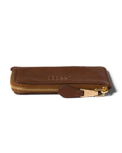 Miu Miu Brown Nappa Leather Envelope Card Holder