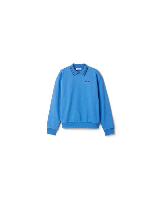 Miu Miu Blue Cotton Fleece Sweatshirt