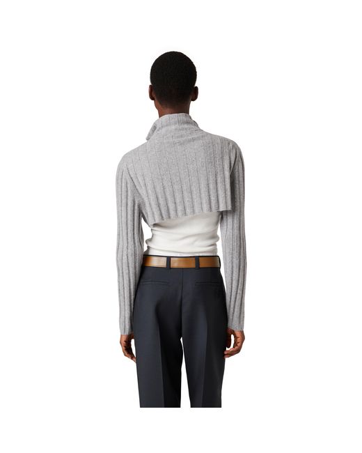 Miu Miu Gray Cropped Wool And Cashmere Cardigan