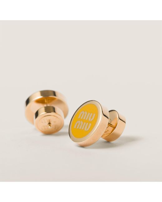 Miu Miu Metallic Enameled Metal Earrings