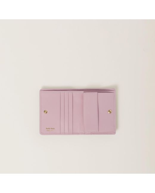 Miu Miu Pink Small Matelassé Nappa Leather Wallet