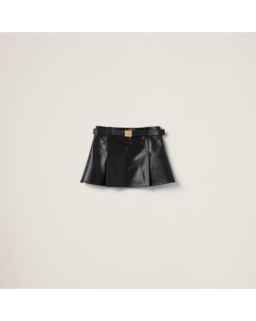 Miu Miu Black Nappa Leather Miniskirt