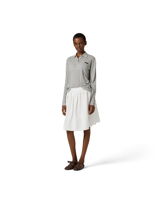 Miu Miu Gray Ribbed Jersey Polo Shirt