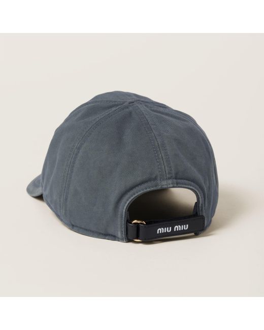 Miu Miu Drill Baseball Cap in Blue | Lyst