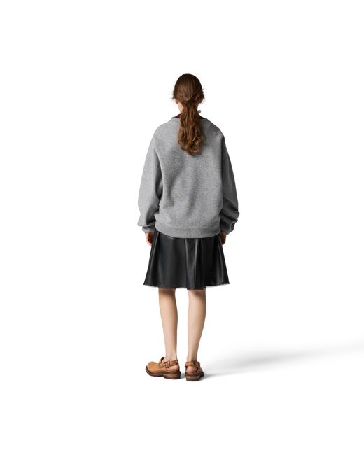 Miu Miu Gray Cashmere And Jersey V-Neck Sweater