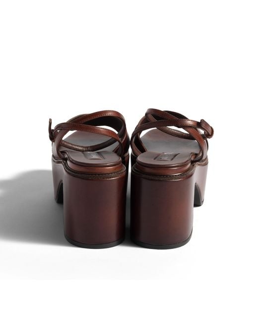 Miu Miu Brown Leather Platform Sandals