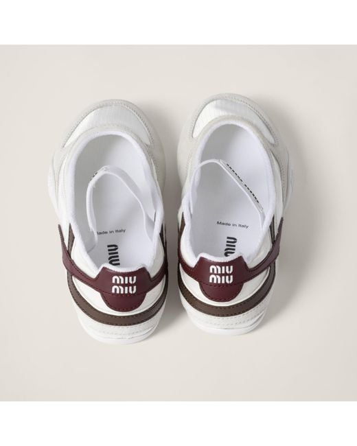 Miu Miu Gymnasium Technical Fabric And Suede Ballerinas in