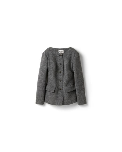 Miu Miu Gray Light Shetland Wool Jacket