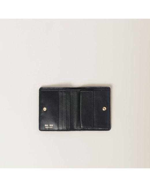 Miu Miu Black Small Matelassé Nappa Leather Wallet