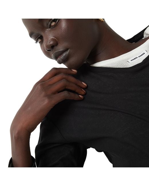 Miu Miu Black Long-Sleeved Ribbed Jersey T-Shirt