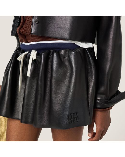 Miu Miu Black Plongé Nappa Leather Miniskirt