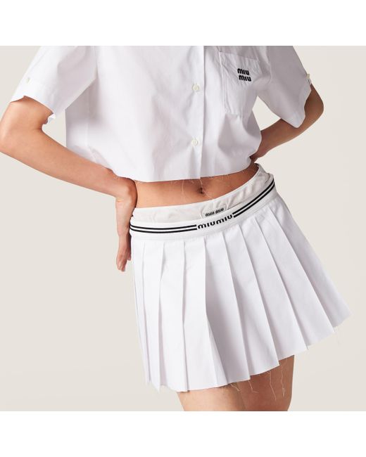 Miu Miu White Poplin Miniskirt