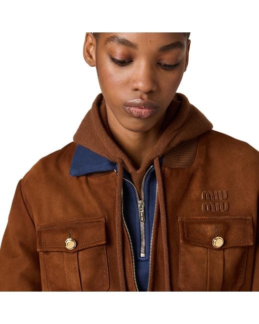 Miu Miu Brown Waxed Suede Jacket