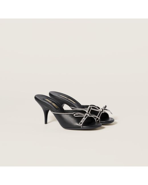 Miu Miu Multicolor Nappa Leather Bow Mules