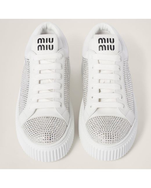 Miu Miu White Suede And Smooth Leather Sneakers