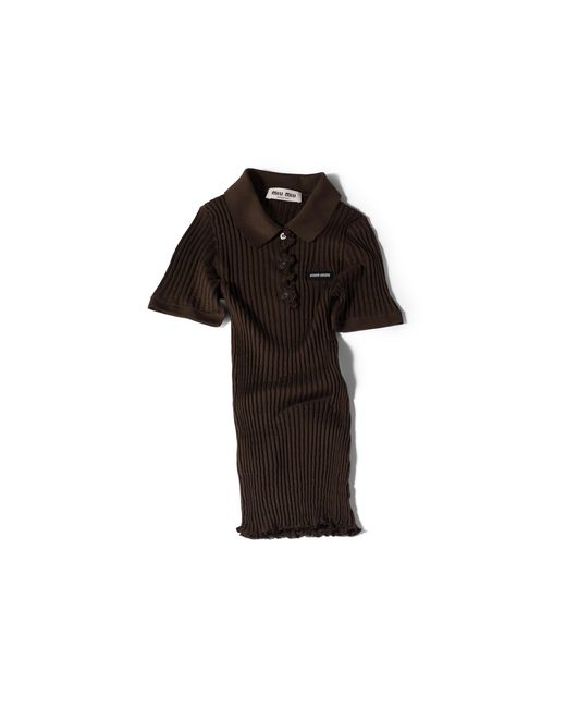 Miu Miu Black Silk Knit Polo Shirt