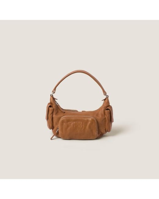 Miu Miu Brown Pocket Nappa Leather Bag