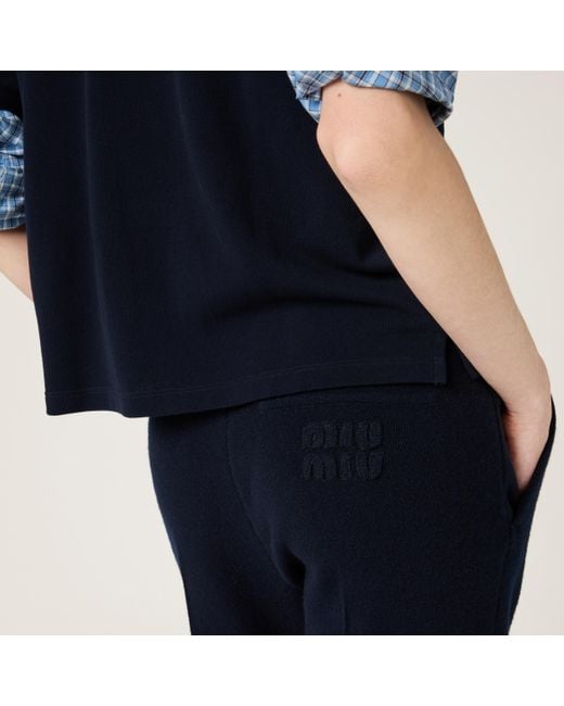 Miu Miu Blue Wool And Cashmere Pants