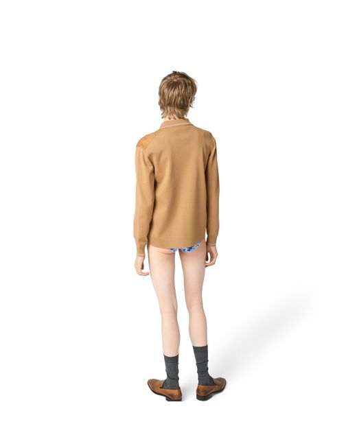 Miu Miu Natural Wool And Suede Shirt