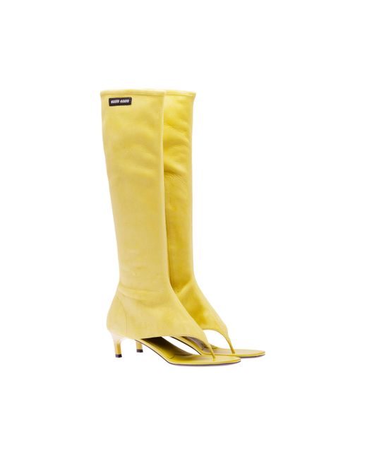 Miu Miu Yellow Suede Thong Boots