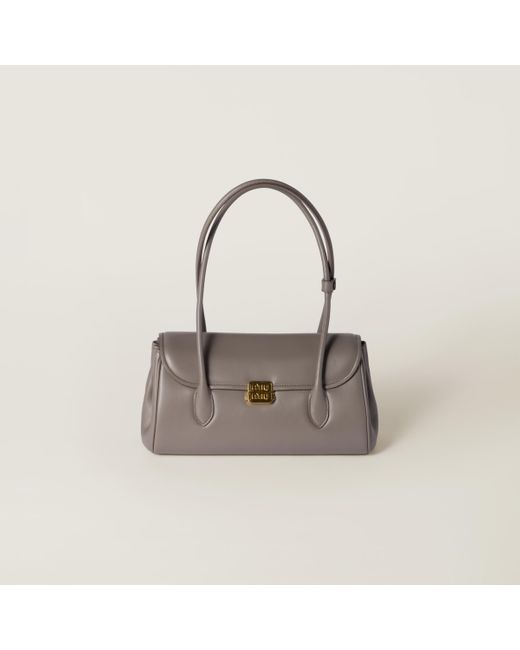 Miu Miu Leather Shoulder Bag in Gray | Lyst