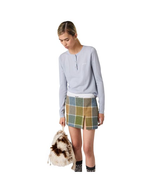 Miu Miu Blue Cashmere Henley Sweater