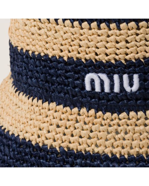 Miu Miu Blue Woven Fabric Hat