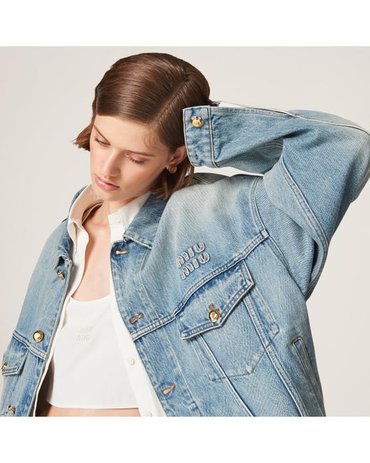 Miu Miu Blue Oversized Denim Jacket