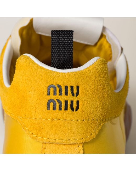 Miu Miu Yellow Tyre Technical Fabric And Suede Sneakers