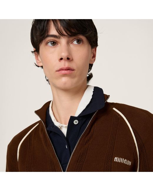 Miu Miu Brown Cotton Cardigan
