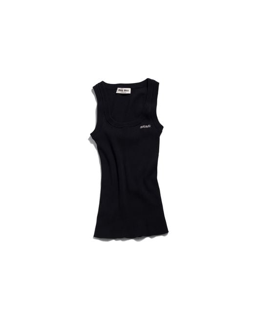 Miu Miu Black Cotton Knit Tank Top