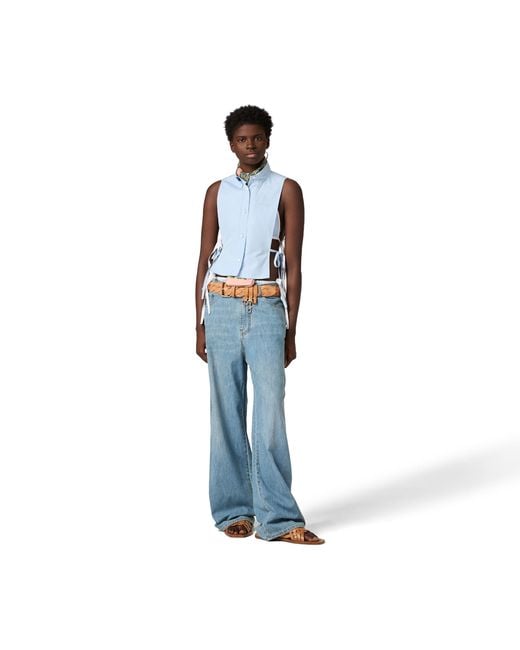 Miu Miu Blue Chambray Pants