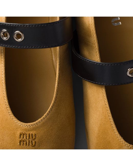 Miu Miu Metallic Suede Ballerinas