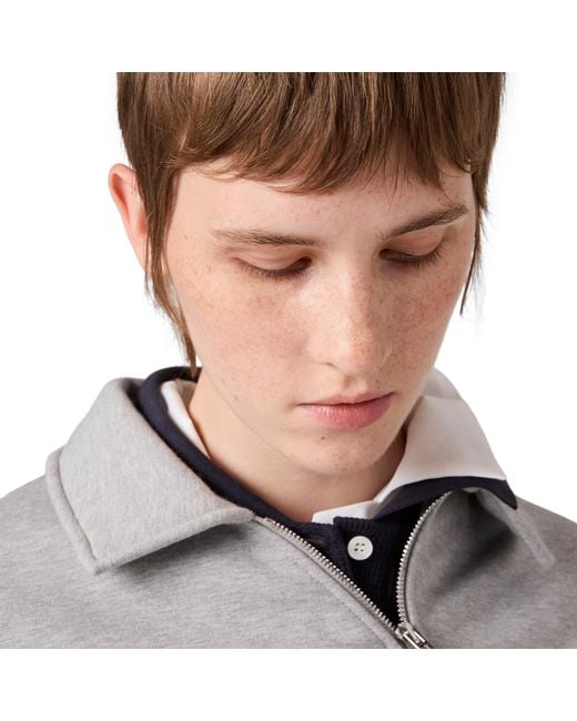 Miu Miu Gray Zippered Cotton Fleece Jacket