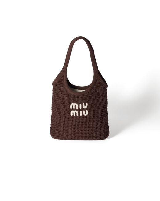 Miu Miu Brown Ivy Raffia-Effect Woven Tote Bag
