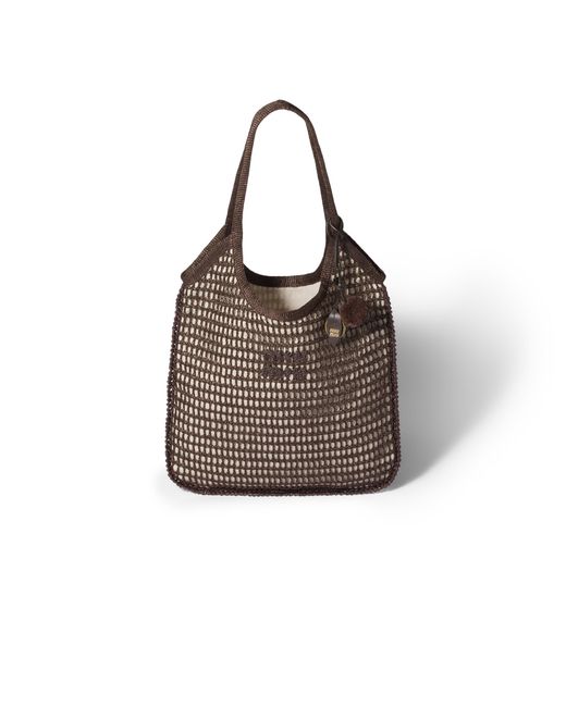 Miu Miu Brown Ivy Raffia Crochet Bag