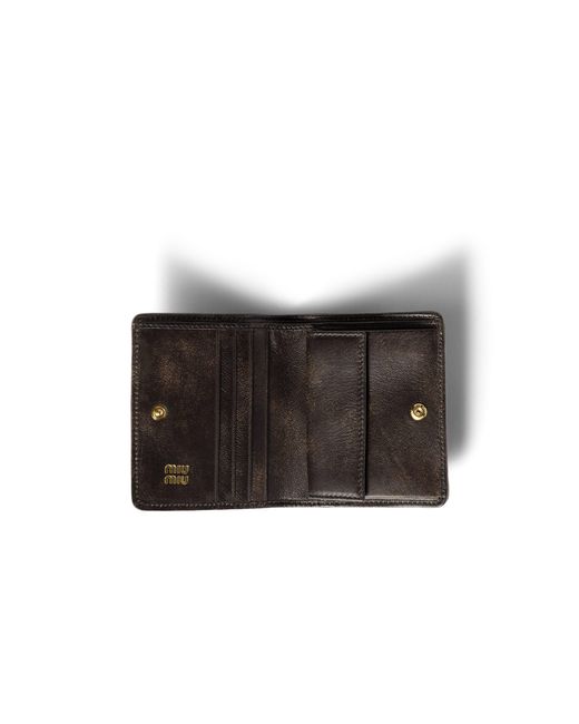 Miu Miu Gray Small Matelassé Nappa Leather Wallet