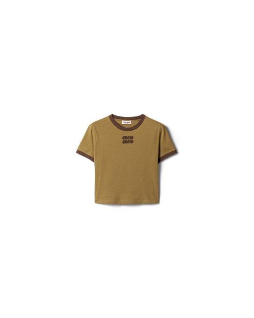 Miu Miu Green Cotton Jersey T-Shirt