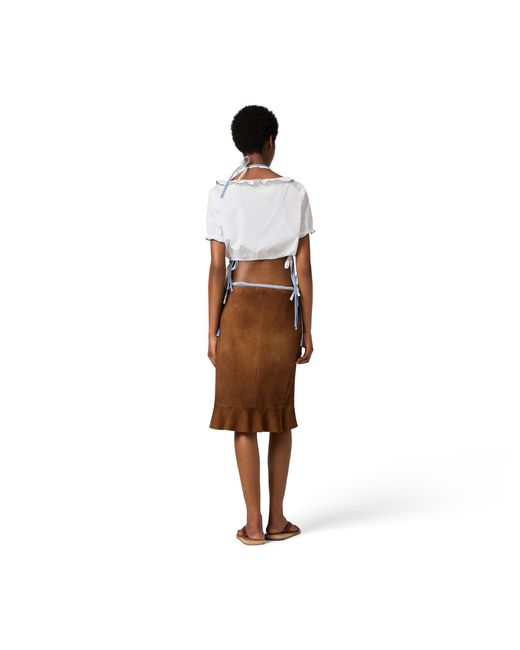 Miu Miu White Embroidered Poplin Crop Top